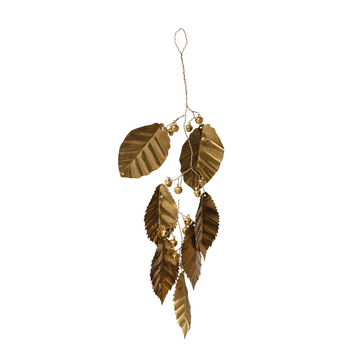Decorative gold leaf ornament on a white background