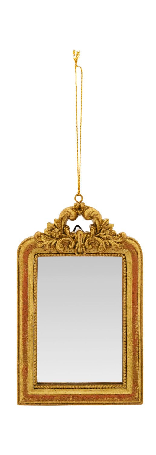 Resin Baroque Mirror Ornament, Gold Finish