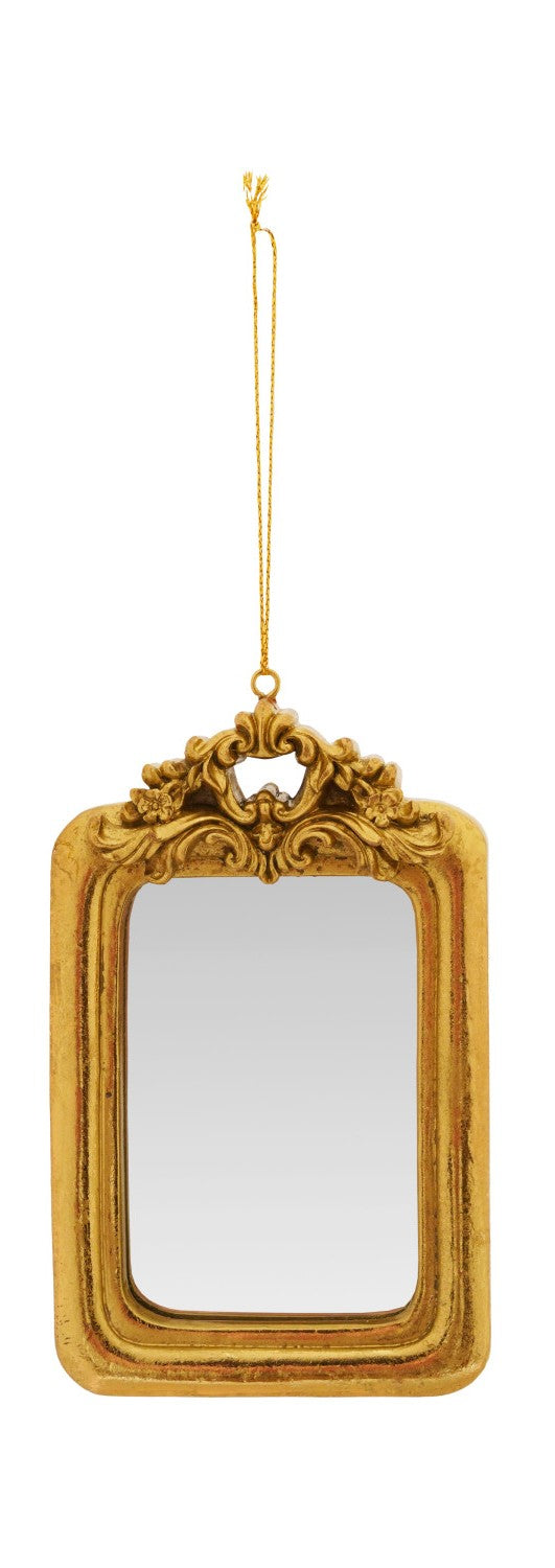 Resin Baroque Mirror Ornament, Gold Finish