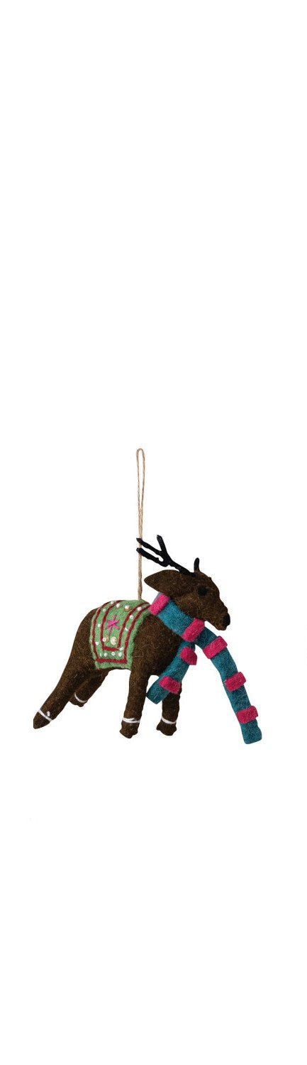 Handmade Wool Felt Animal/Cottage Ornament with Embroidery, Sequins & Beads