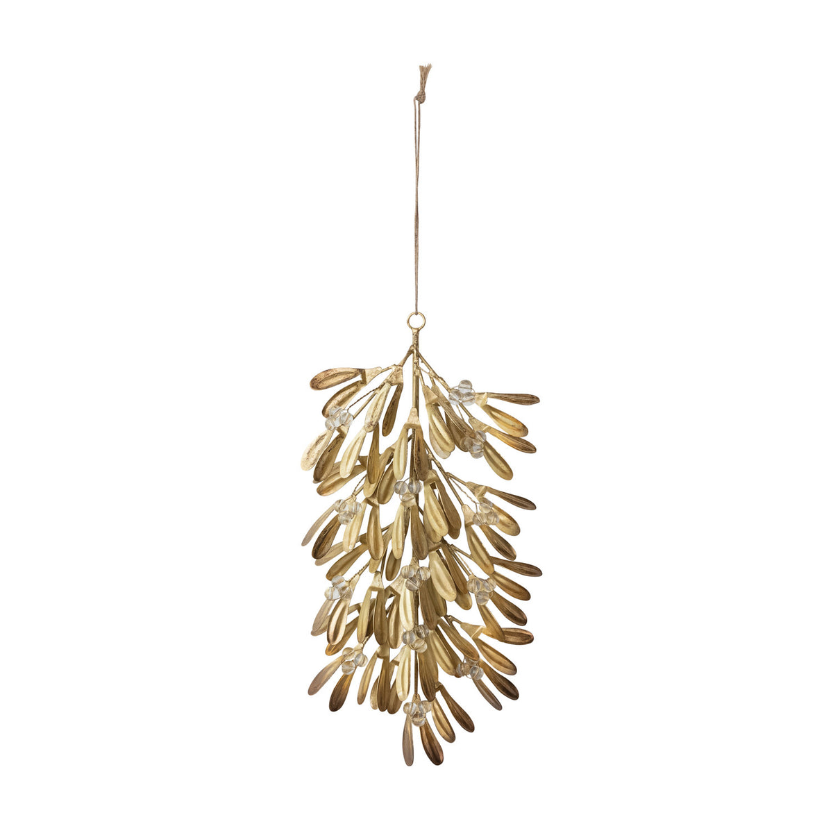 Decorative hanging mistletoe ornament on a white background