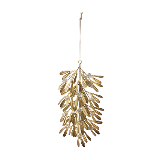 Decorative hanging mistletoe ornament on a white background