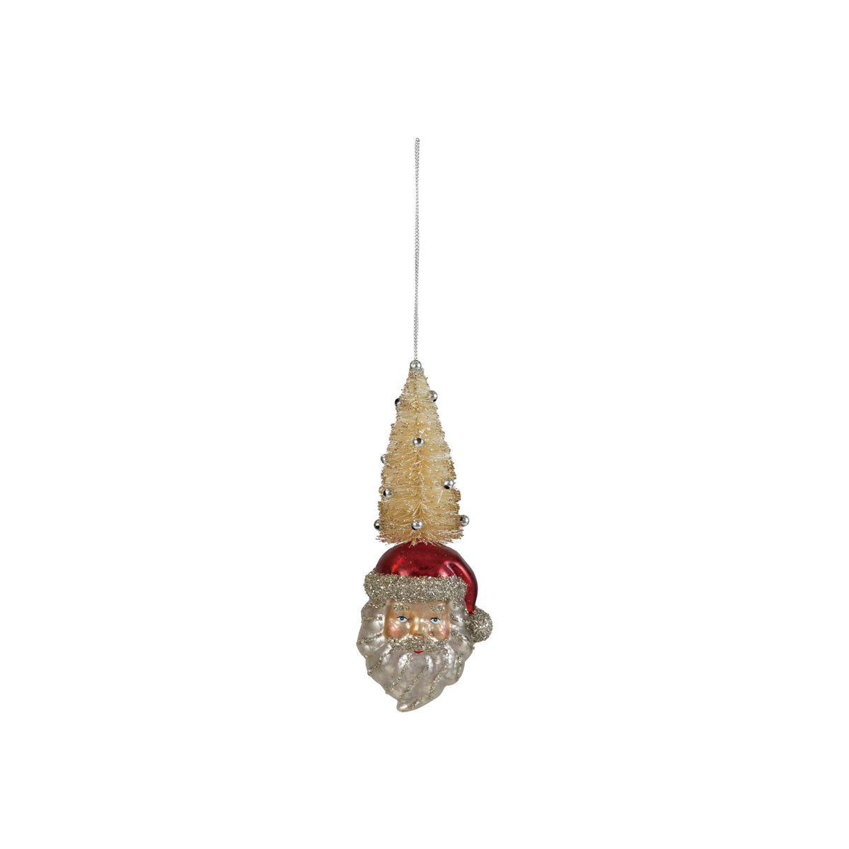 Decorative Christmas ornament with a beaded design on a white background