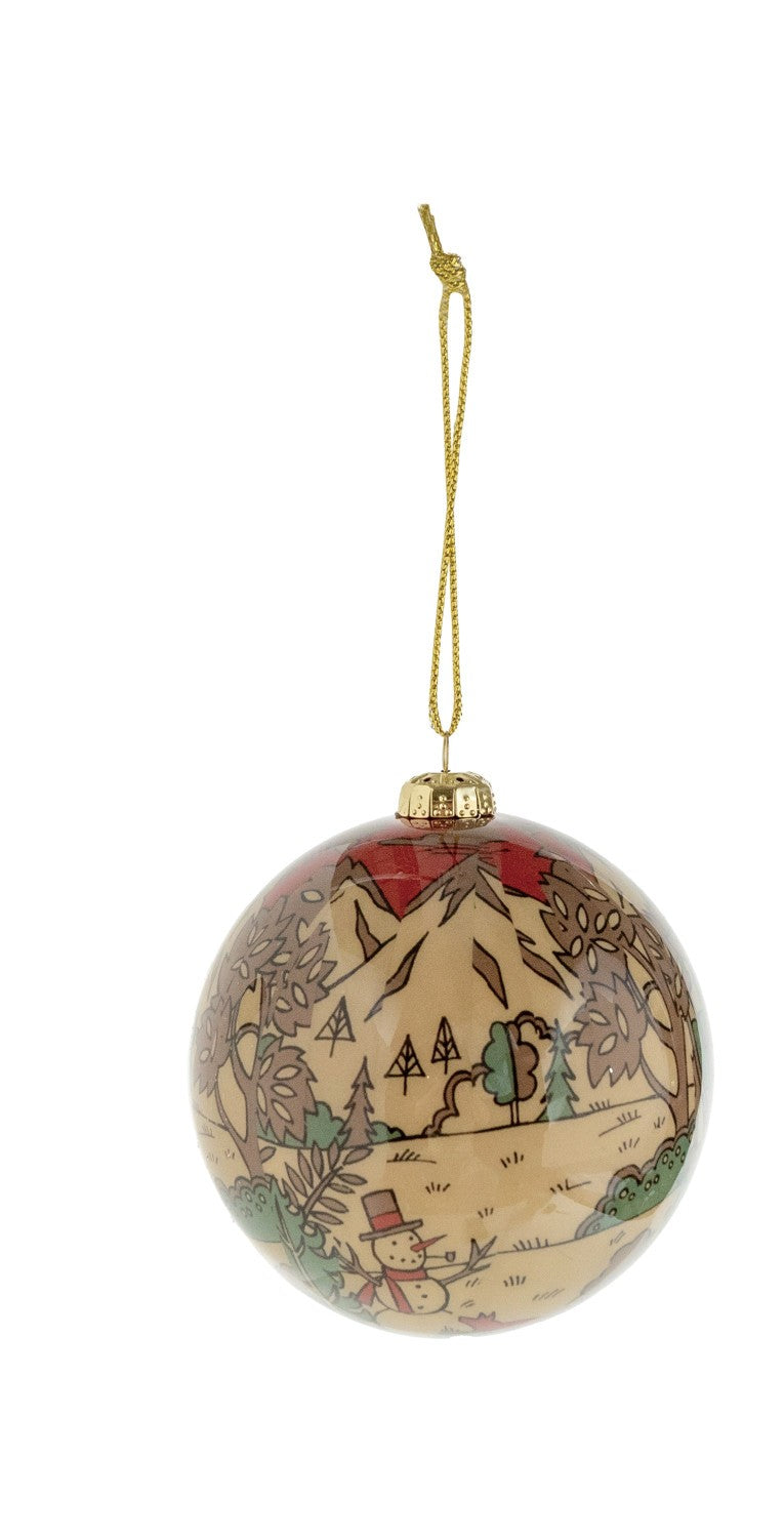 Decoupage Ball Ornament with Winter Scene & Reindeer
