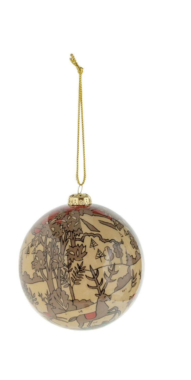Decoupage Ball Ornament with Winter Scene & Reindeer