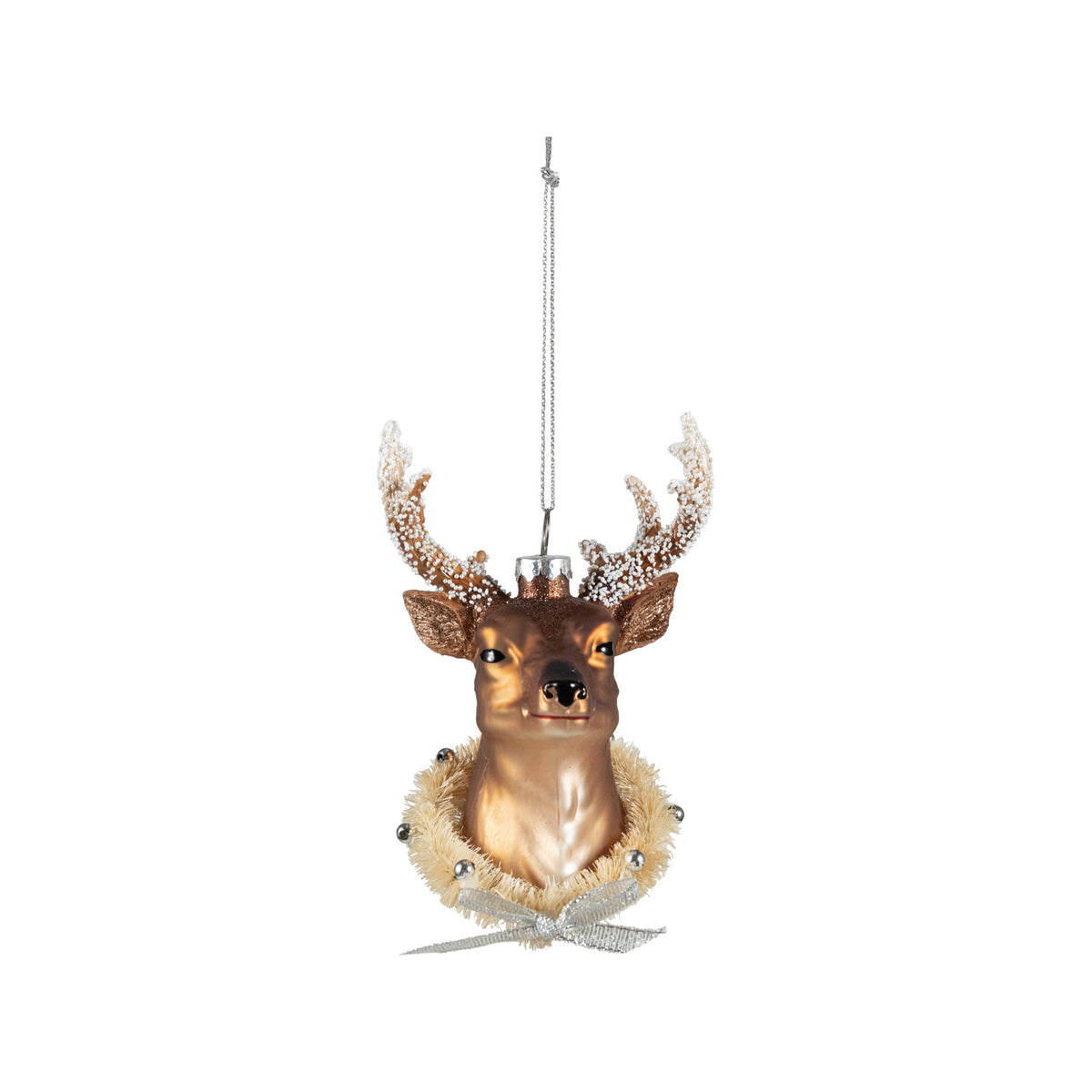 Decorative deer head ornament with antlers on a white background