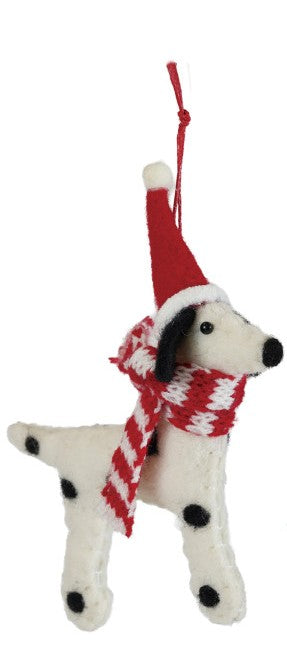 Wool Felt Dog in Hat & Scarf/Sweater Ornament