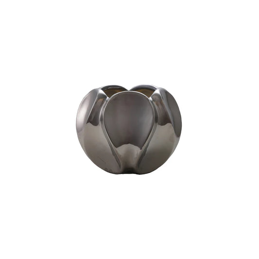 Stoneware Sculpted Planter, Chrome Finish