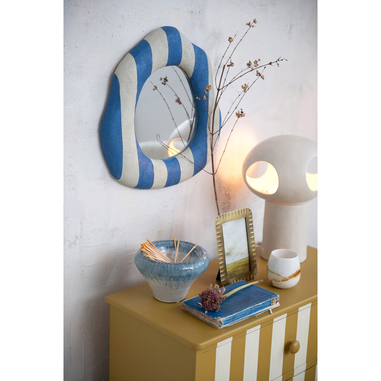 Stoneware Bowl, Reactive Glaze, Blue & White (Each One Will Vary)