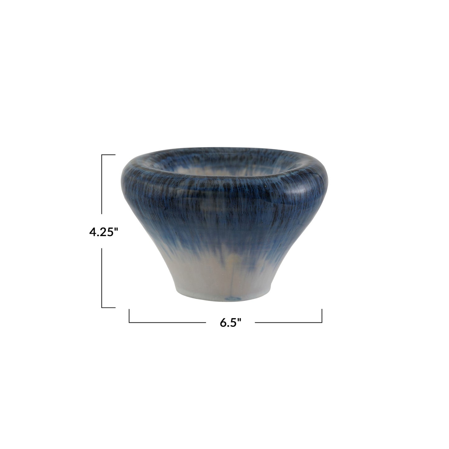 Stoneware Bowl, Reactive Glaze, Blue & White (Each One Will Vary)