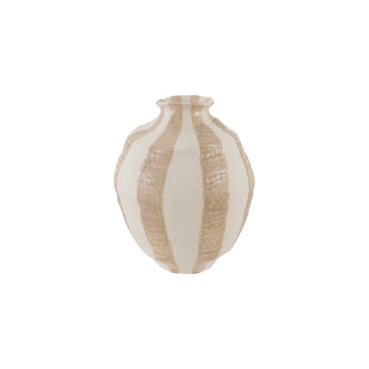 Stoneware Organic Shaped Striped Vase