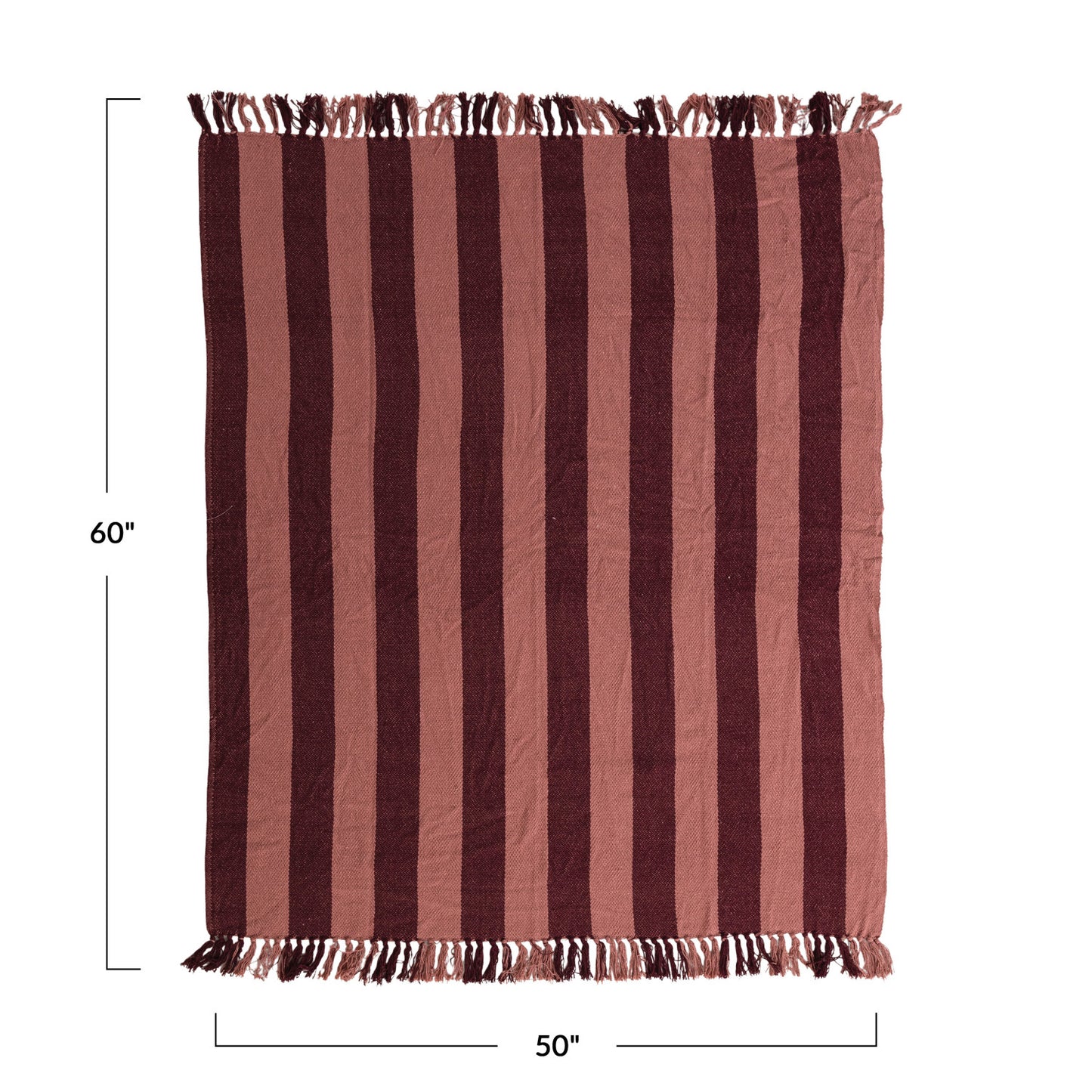 Woven Recycled Cotton Blend Striped Throw with Fringe