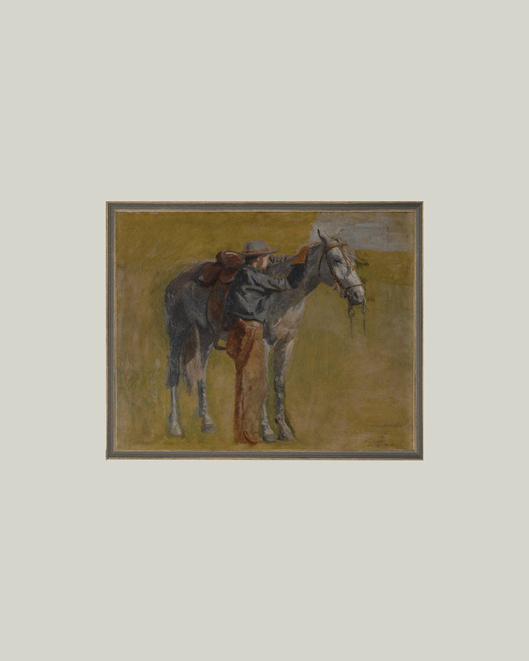 Study For Cowboys Antique Art-15x11