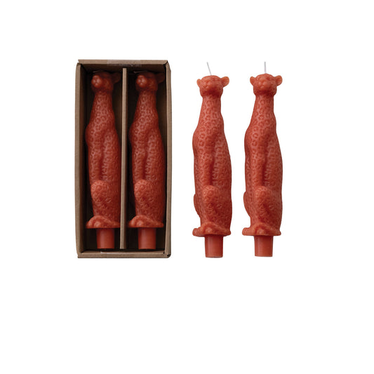 Unscented Coral Leopard Shaped Taper Candles
