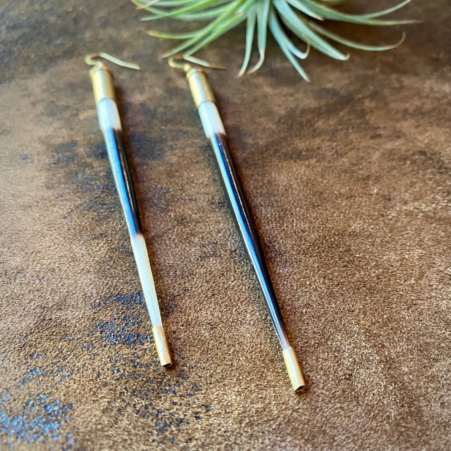 Porcupine Quill in Bullet Earrings, Shell Casings, Quills