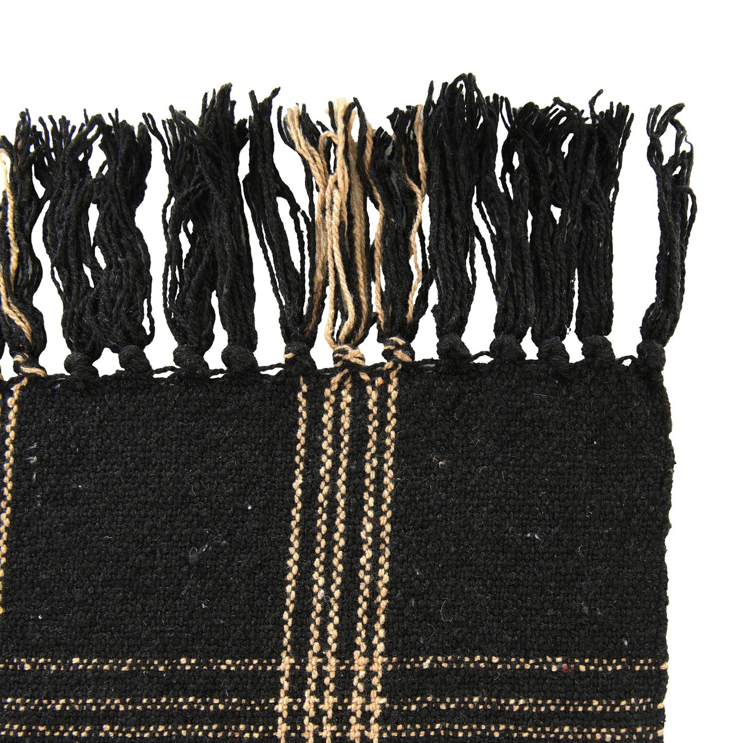 Woven Cotton Blend Throw with Fringe