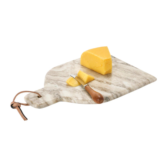 Marble Cheese/Cutting Board w/ Canape Knife-Natural