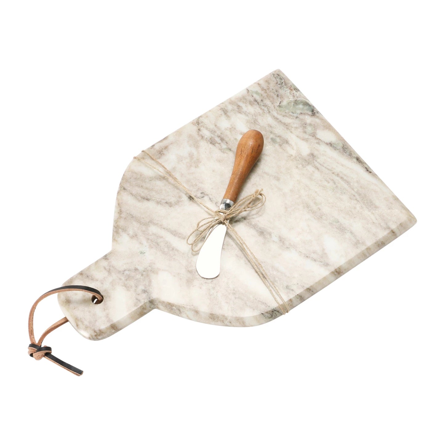 Marble Cheese/Cutting Board w/ Canape Knife-Natural