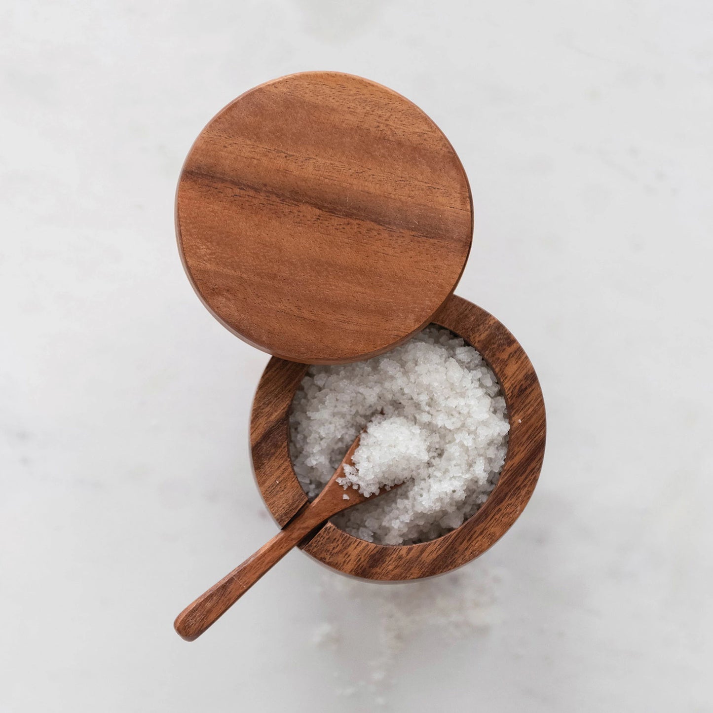 Acacia Wood Covered Jar with Spoon