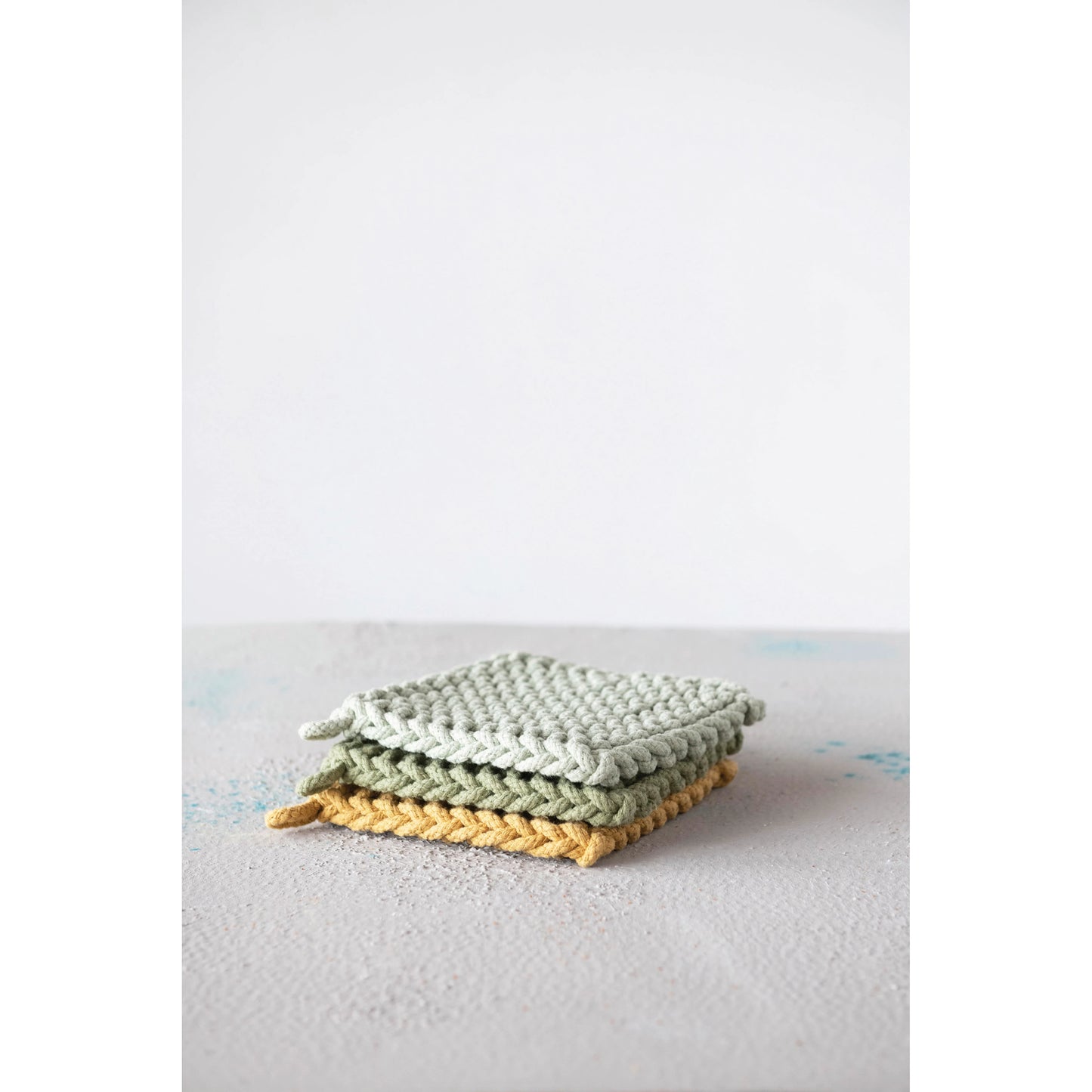 Cotton Crocheted Pot Holder, 3 colors