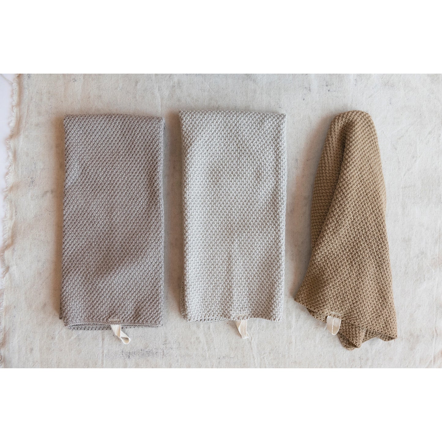 Cotton Knit Tea Towels, 3 Colors