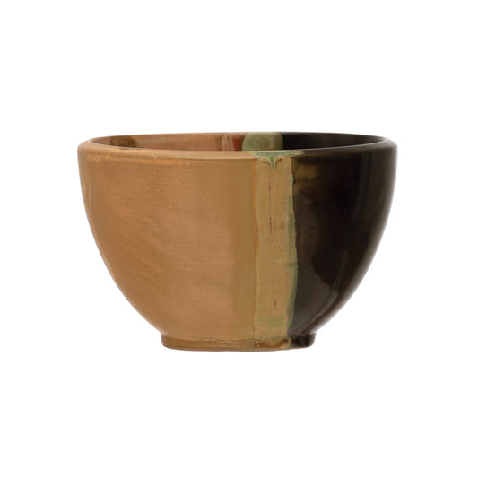 Hand-Painted Stoneware Bowl, Reactive Glaze
