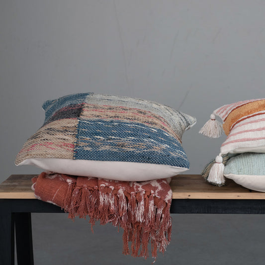 20" Woven Jute & Cotton Pillow, Polyester Fill