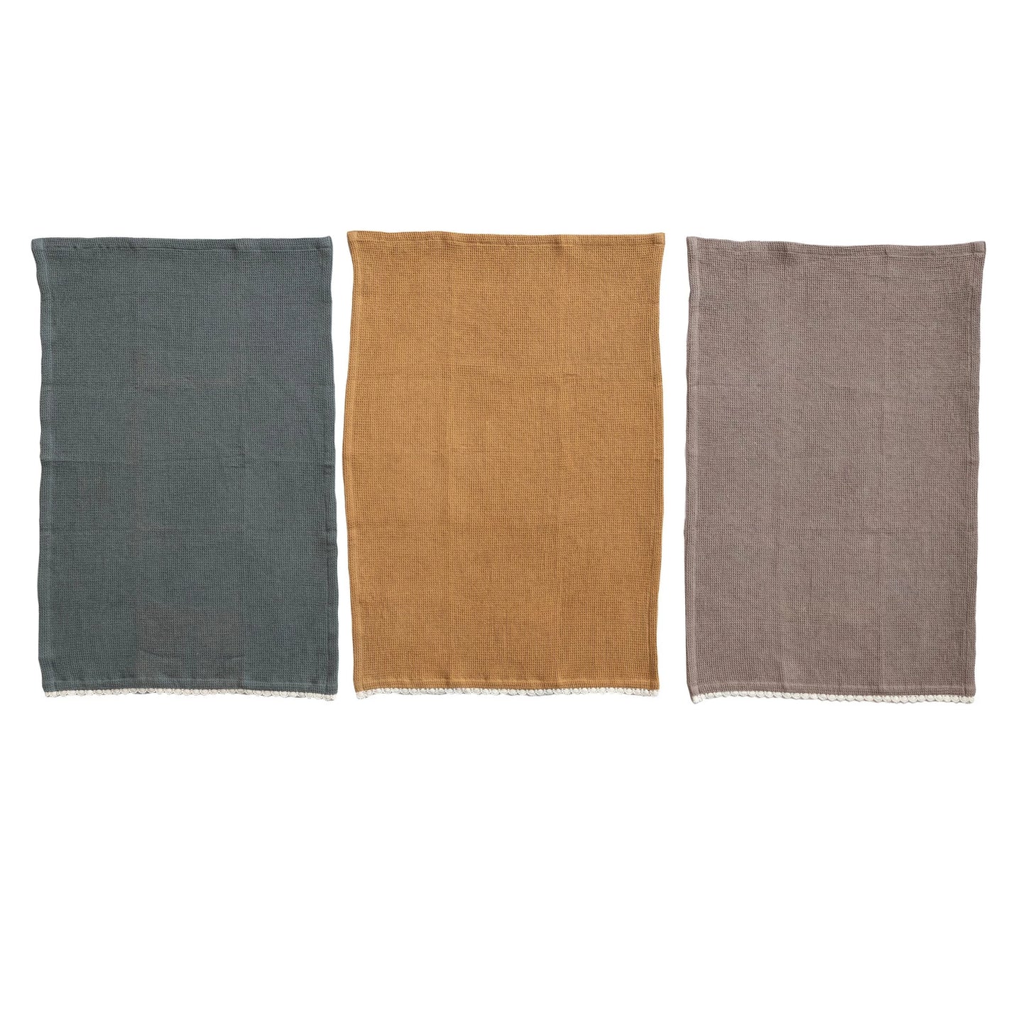 Cotton Waffle Weave Tea Towels w/ Cheese/Cutting Board