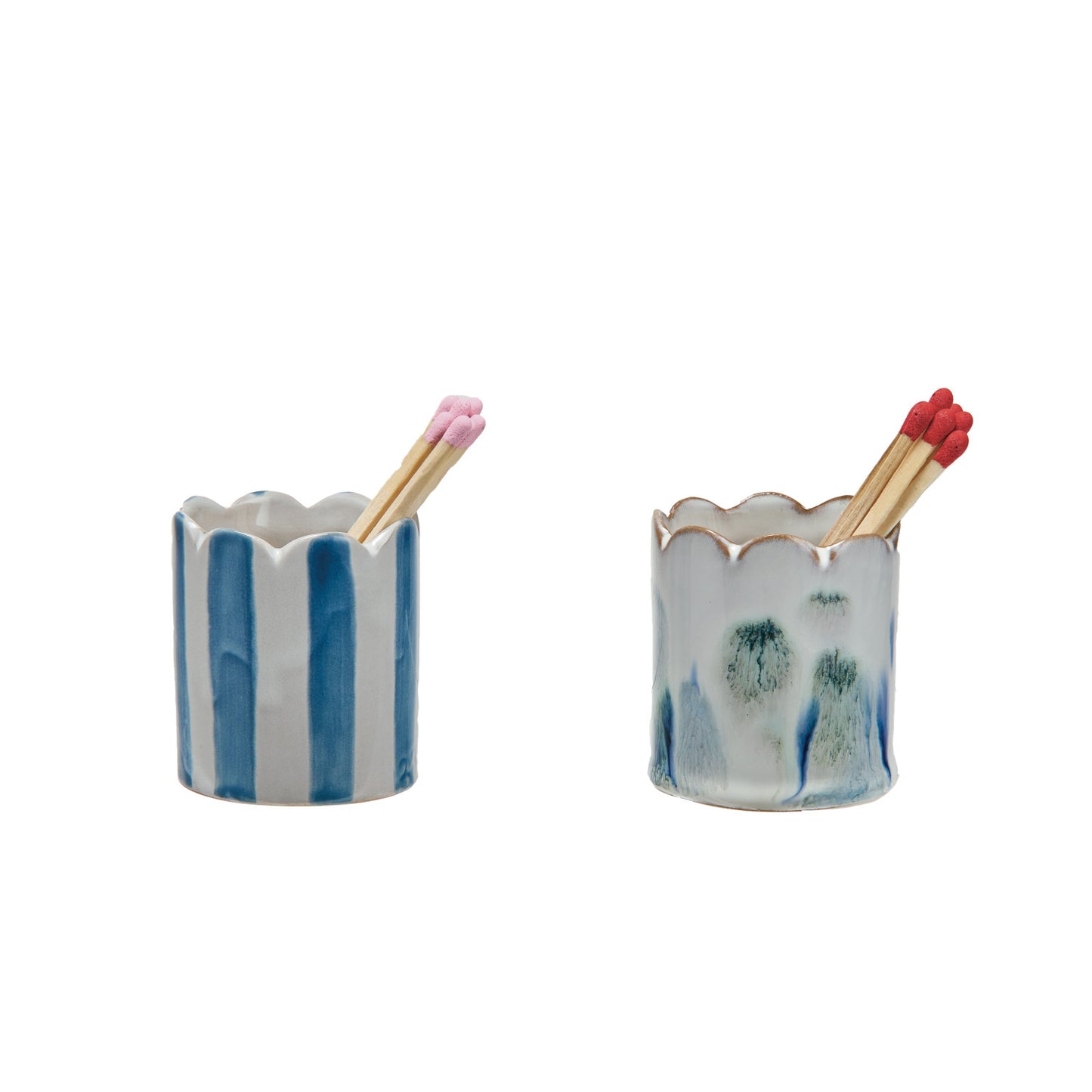 Stoneware Matchstick Holder w/ Striker, 2 Styles (Each One Will Vary)