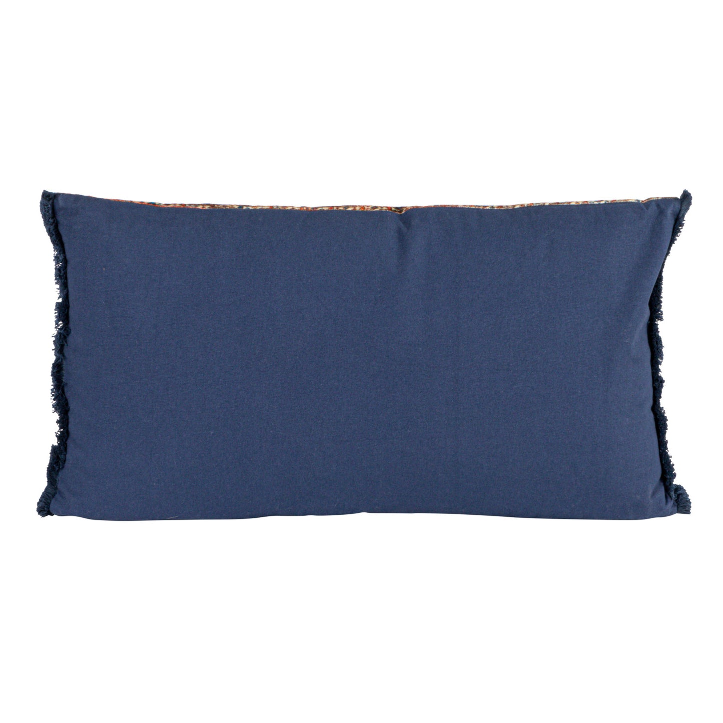 Cotton Blend Velvet Printed Lumbar Pillow w/ Fringe
