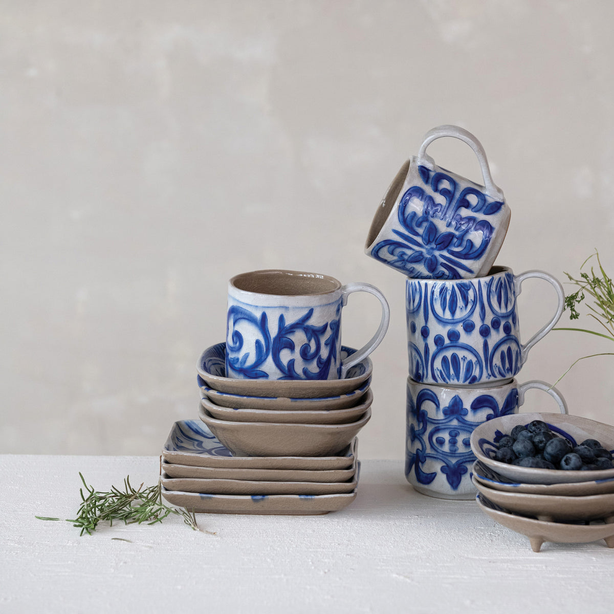Hand-Painted Mug with Pattern - 14oz.