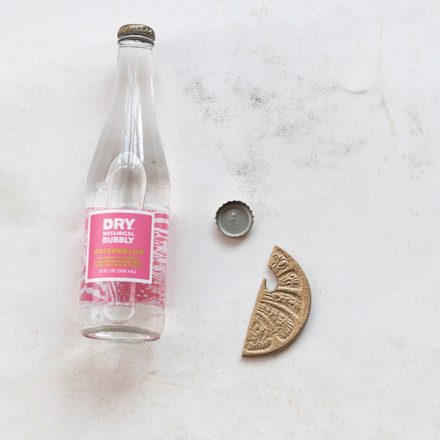 Metal Lemon Slice Shaped Bottle Opener, Antique Gold Finish