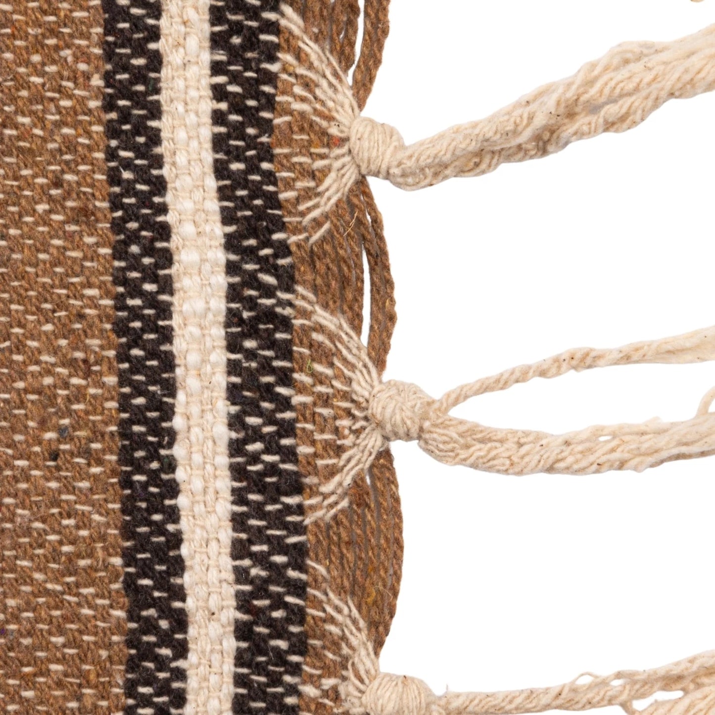 Cotton Blend Throw with Stripes & Fringe