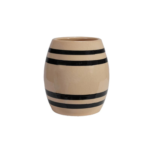 Stoneware Vintage Reproduction Crock with Stripes (Each Will Vary)