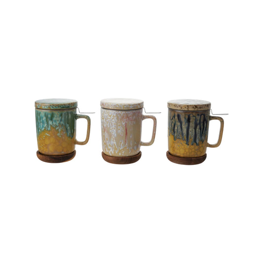 10 oz. Mug with Strainer, Lid & Saucer
