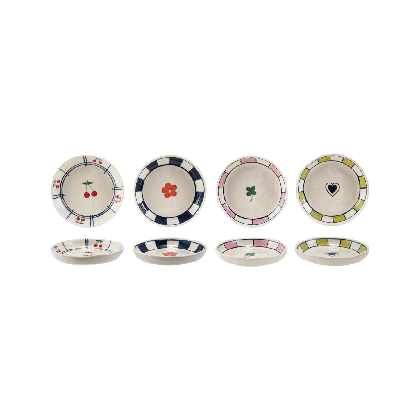 Hand-Painted Stoneware Dish w/ Pattern, 4 Styles