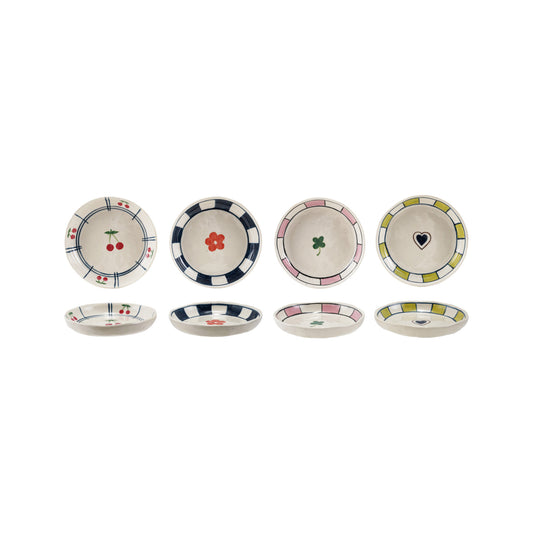Hand-Painted Stoneware Dish w/ Pattern, 4 Styles