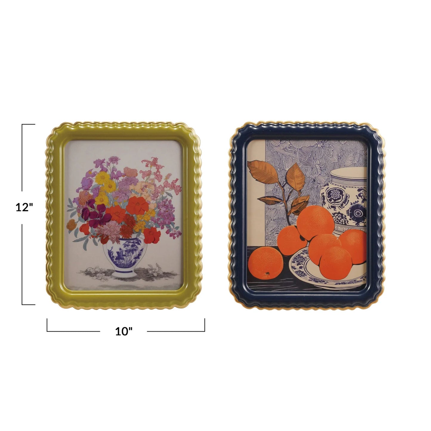 Scalloped Photo Frame w/ Gold Finish Edge, 2 Colors (Holds 8" x 10" Photo) (Hangs or Sits)