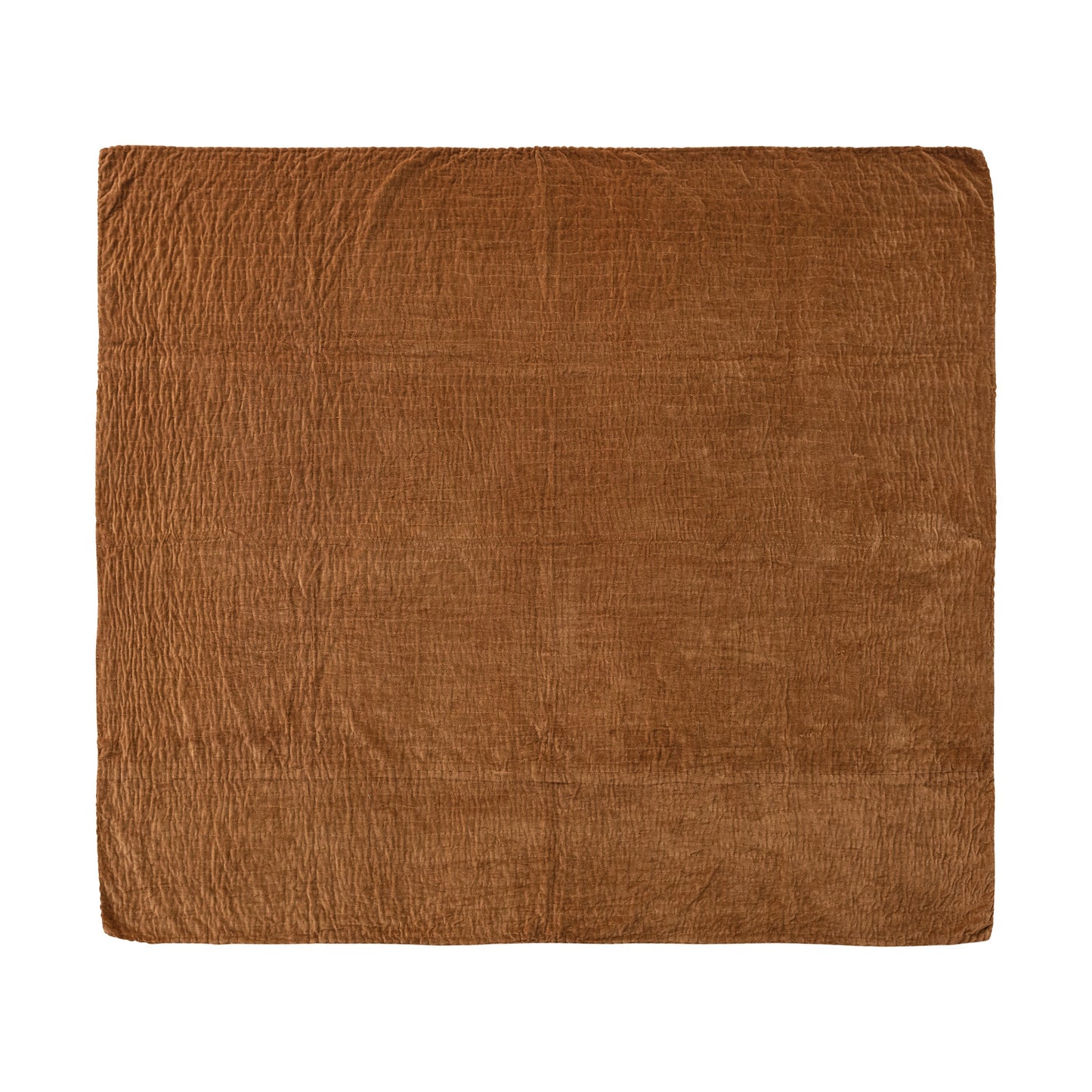 Cotton Velvet Throw with Hand-Embroidered Kantha Stitch - 60"L x 50"W