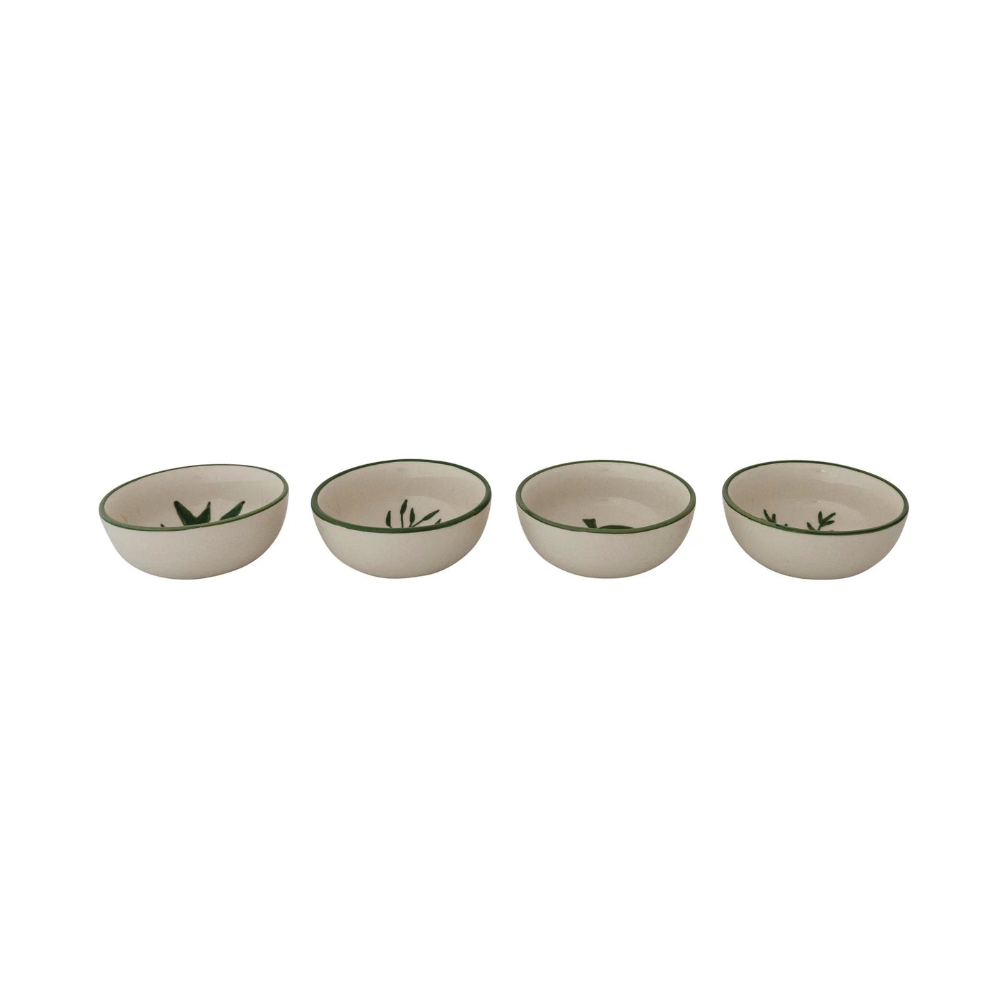Hand-Painted Stoneware Bowl with Pattern & Botanical Inside, 4 Styles (Each One Will Vary)
