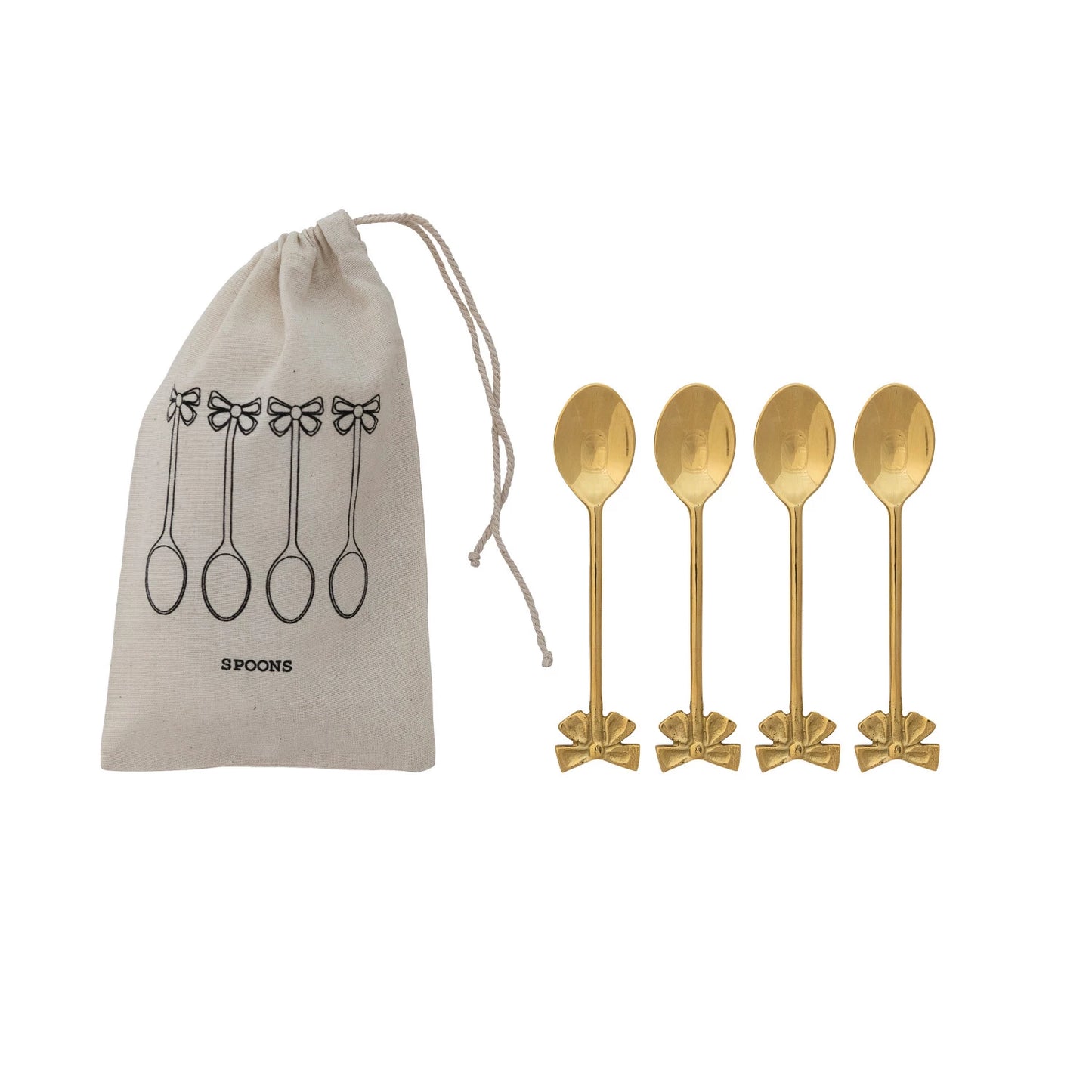 Brass Spoons with Bow Shaped Handles