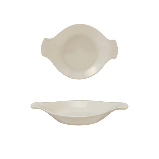 7"L x 5"W 1/2 Cup Stoneware Baker with Handles, Cream Color