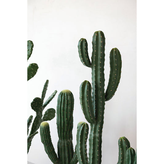 Faux Myrtle Cactus in Plastic Pot with Pebbles
