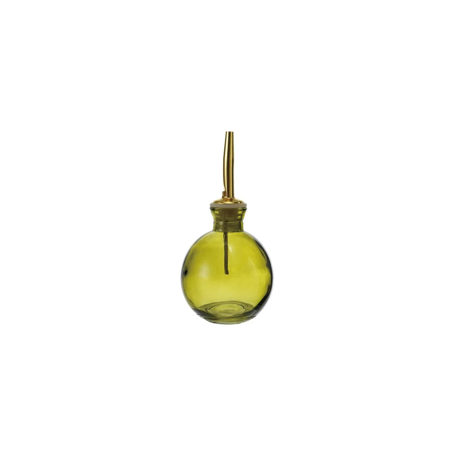 Bitters Bottle w Metal Stopper, Olive Color & Gold Finish 4 oz.