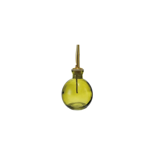4 oz. Glass Bitters Bottle with Metal Stopper, Olive Color & Gold Finish