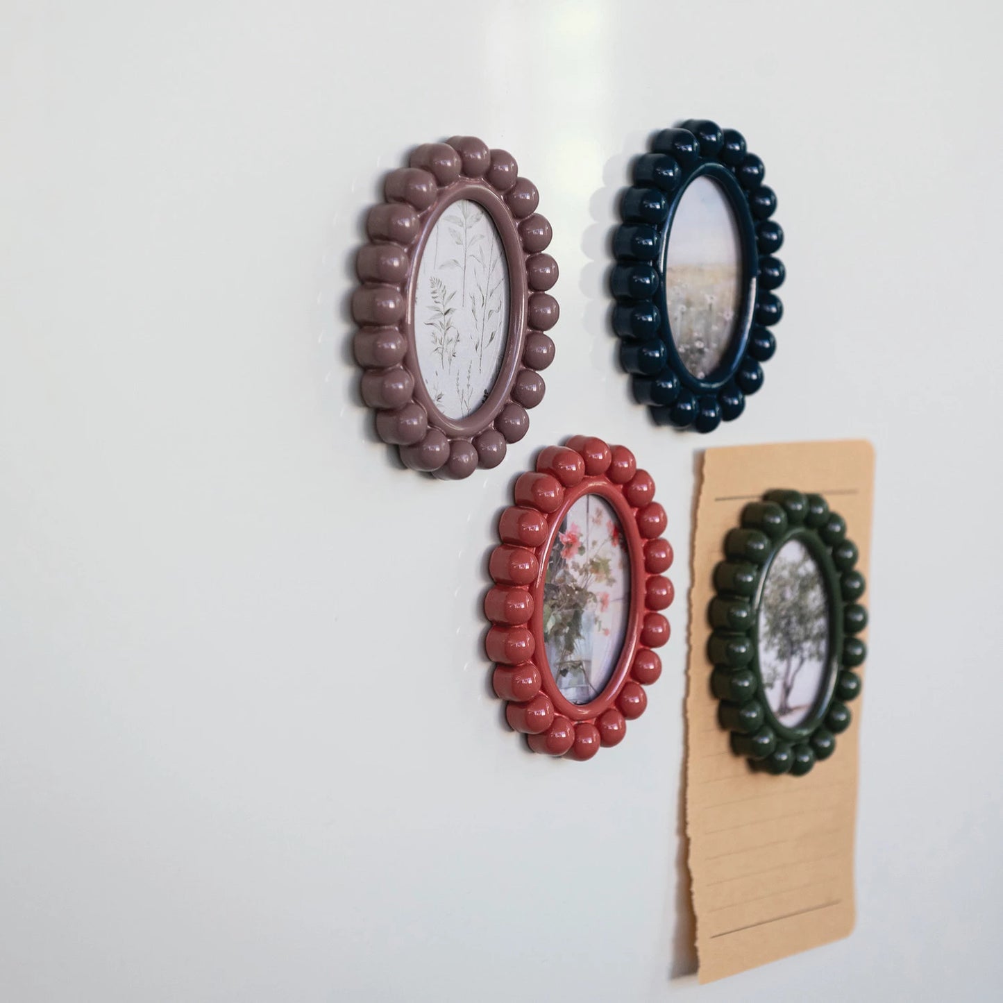 Resin Ball Photo Frame Magnet, 4 Colors (Holds 2" x 3" Photo)