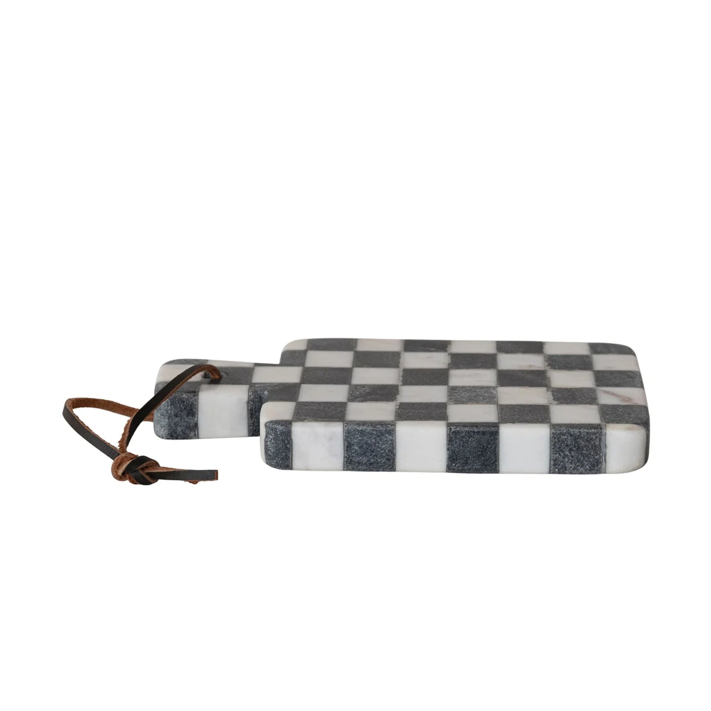 Marble Cheese/Serving Board with Handle & Faux Leather Tie