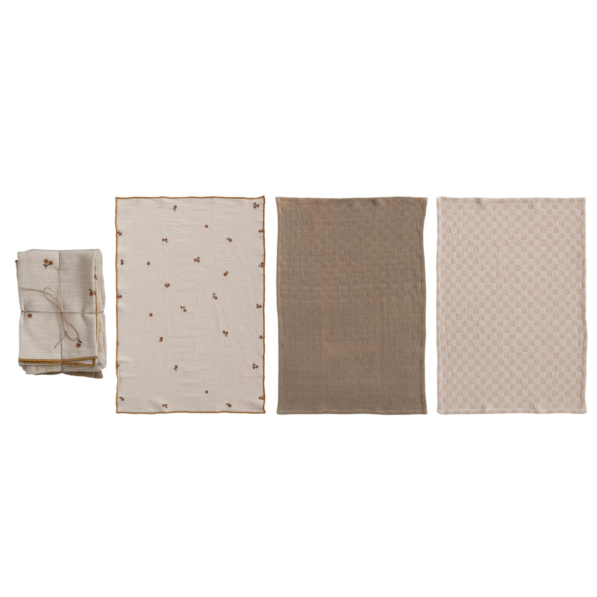 Cotton Tea Towels with Waffle Weave Set of 3