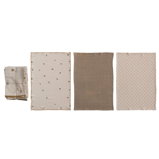 Cotton Tea Towels with Waffle Weave Set of 3
