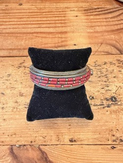 Beaded German Silver Bracelet with Turqouise Stone